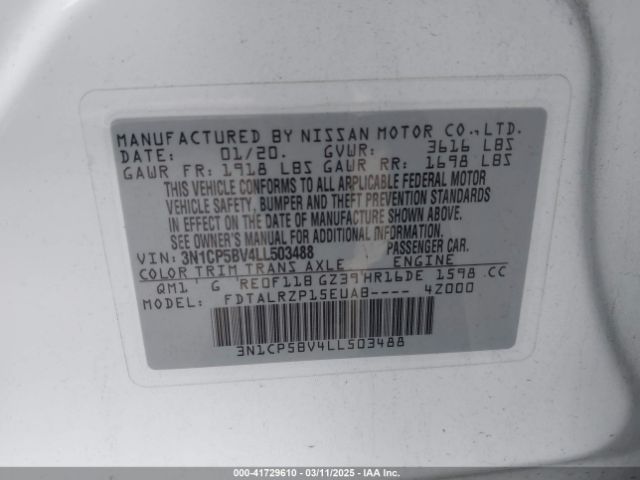3N1CP5BV4LL503488 Nissan Kicks S Xtronic Cvt