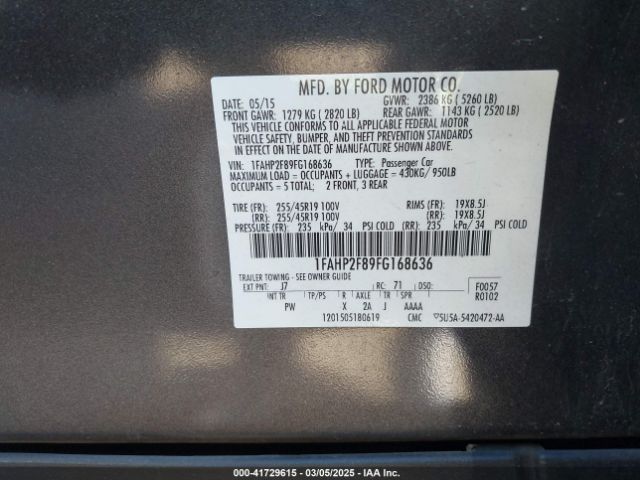 1FAHP2F89FG168636 Ford Taurus Limited