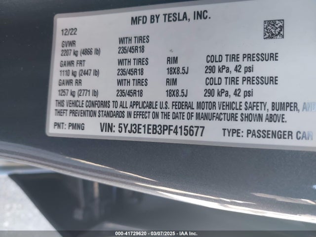 2023 TESLA MODEL 3 5YJ3E1EB3PF415677 Photo 8