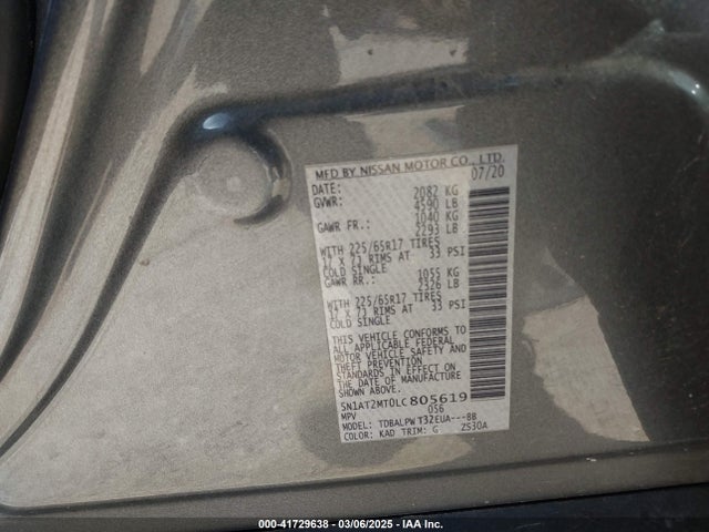 5N1AT2MT0LC805619 Nissan Rogue S Fwd
