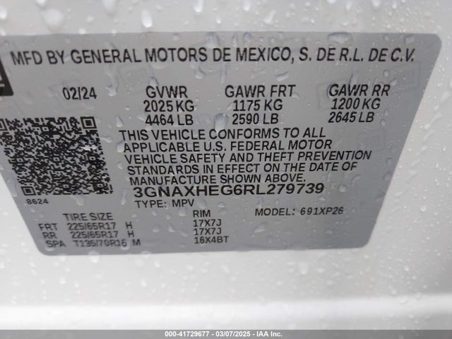 3GNAXHEG6RL279739 Chevrolet Equinox Fwd Ls