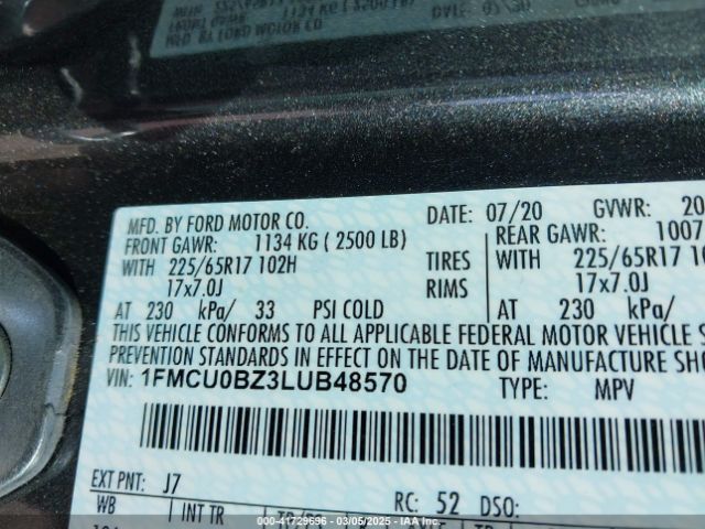 1FMCU0BZ3LUB48570 Ford Escape Se Sport Hybrid