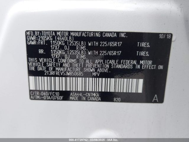 2T3RFREV5JW850685 Toyota Rav4 Adventure/xle