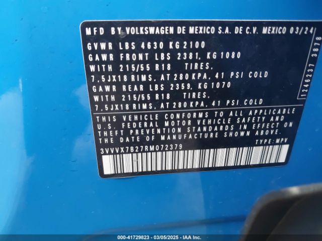 3VVVX7B27RM072379 Volkswagen Taos 1.5t Se