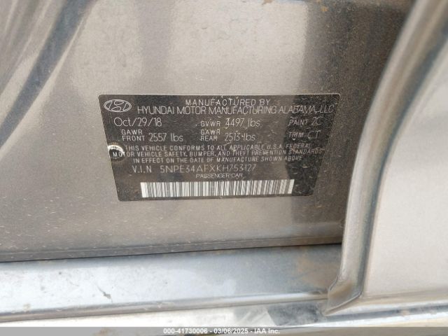 5NPE34AFXKH753127 Hyundai Sonata Sport