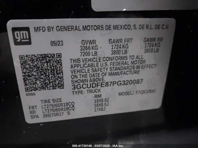 3GCUDFE87PG320087 Chevrolet lz0