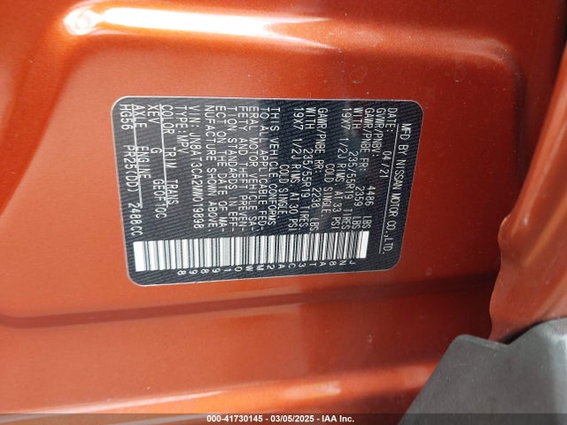JN8AT3CA2MW019898 Nissan Rogue Sl Fwd