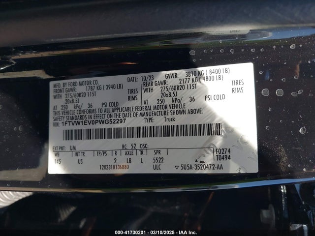 1FTVW1EV0PWG52297 Ford F-150 Lightning Xlt
