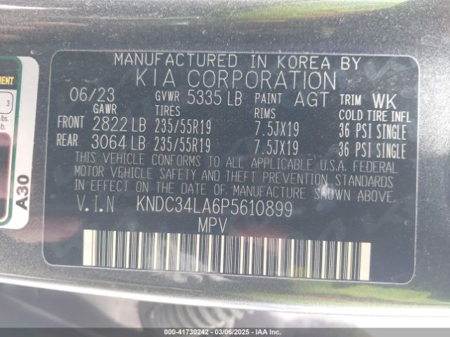 KNDC34LA6P5610899 KIA Ev6 Wind