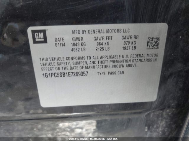 1G1PC5SB1E7269357 Chevrolet Cruze 1lt Auto