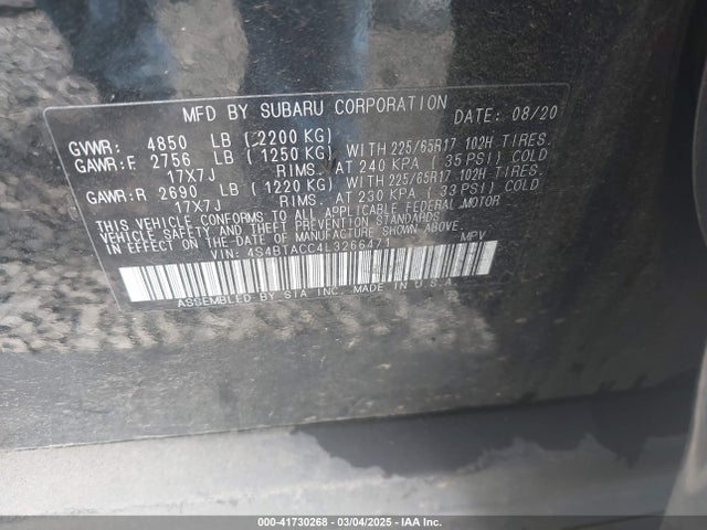 4S4BTACC4L3266471 Subaru Outback Premium