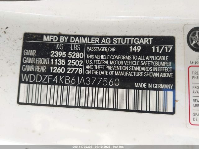 WDDZF4KB6JA377560 Mercedes-Benz E 300 4matic