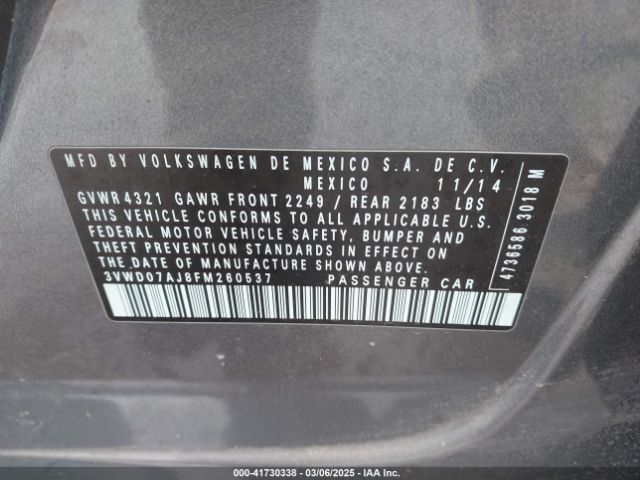 3VWD07AJ8FM260537 Volkswagen Jetta 1.8t Se