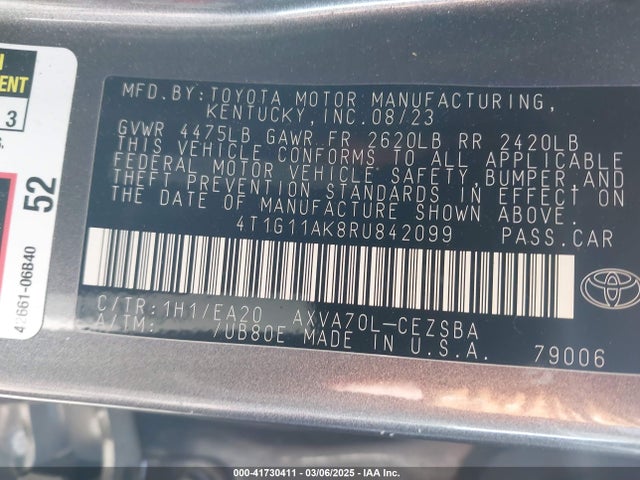 Toyota CAMRY SE 2024 4T1G11AK8RU842099 Image 9