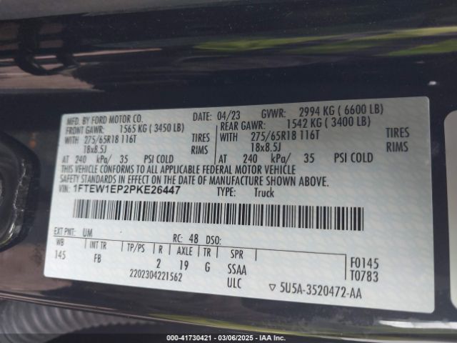 1FTEW1EP2PKE26447 Ford F-150 Xlt