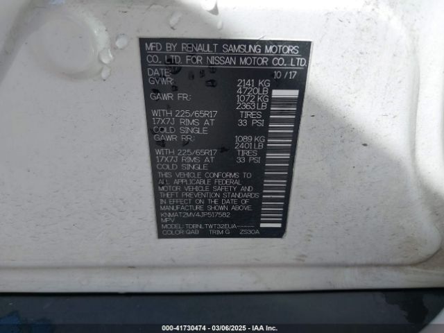 KNMAT2MV4JP517582 Nissan ROGUE SV