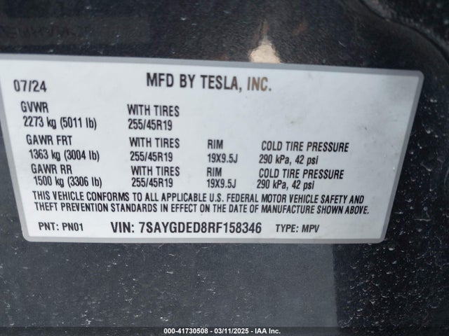2024 TESLA MODEL Y 7SAYGDED8RF158346 Photo 8