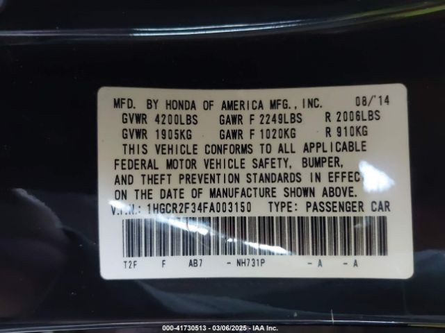 1HGCR2F34FA003150 Honda ACCORD LX
