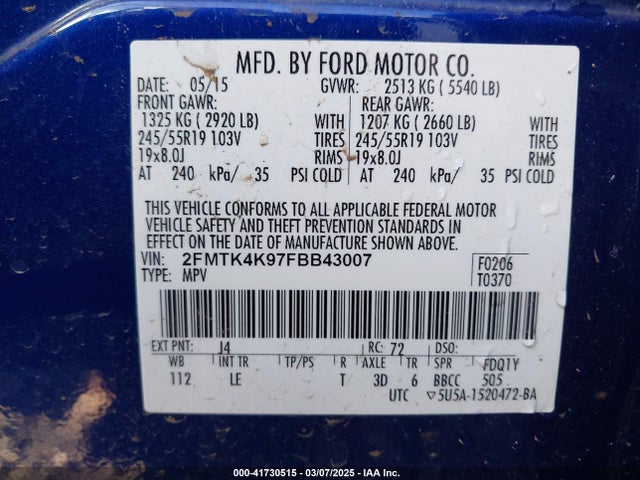 Ford Edge Titanium 2015 2FMTK4K97FBB43007 Image 9