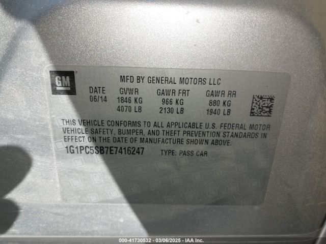 1G1PC5SB7E7416247 Chevrolet Cruze 1lt Auto