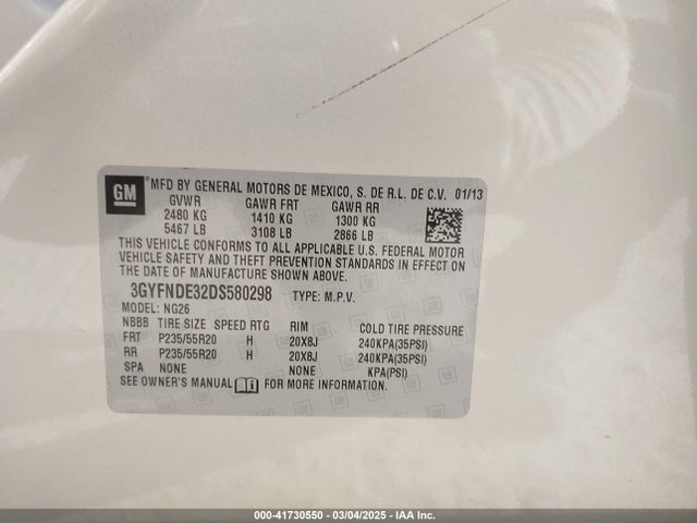 2013 CADILLAC SRX 3GYFNDE32DS580298 Photo 8