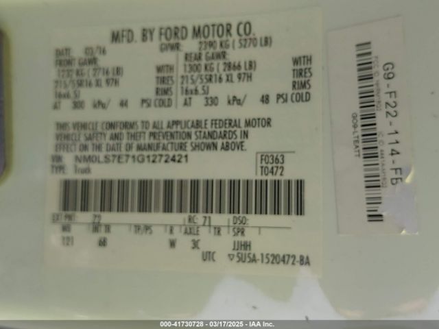 NM0LS7E71G1272421 Ford Transit Connect Xl