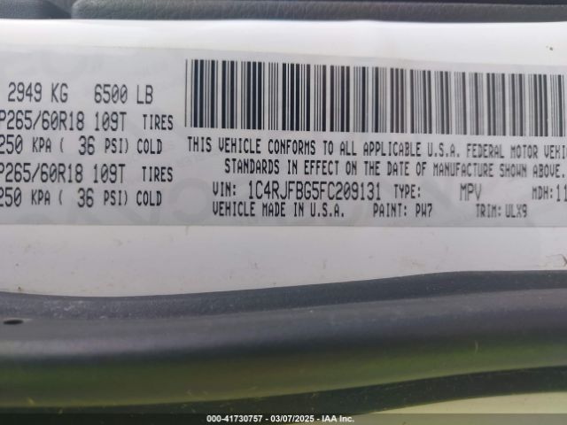 1C4RJFBG5FC209131 Jeep Grand Cherokee Limited