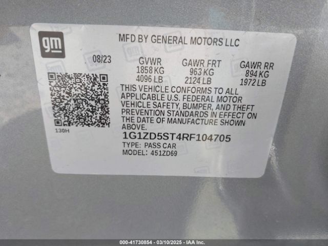 1G1ZD5ST4RF104705 Chevrolet Malibu Fwd 1lt