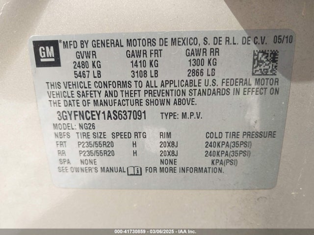 2010 CADILLAC SRX 3GYFNCEY1AS637091 Photo 8