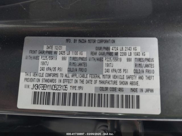 JM3KFBEM1N0523105 Mazda Cx-5 2.5 S Premium Plus