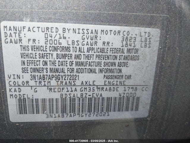 3N1AB7AP9GY272021 Nissan SENTRA S