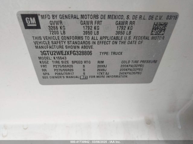 3GTU2WEJXFG328806 GMC Sierra 1500 Denali