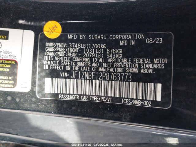 JF1ZNBF12P8763773 Toyota Gr86 Premium