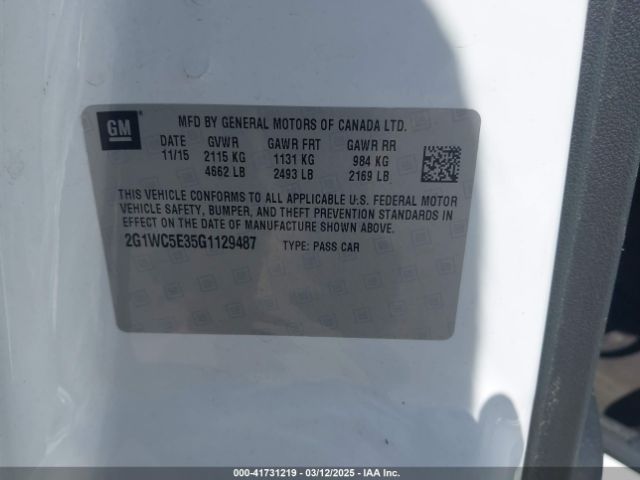 2G1WC5E35G1129487 Chevrolet Impala Limited Ltz