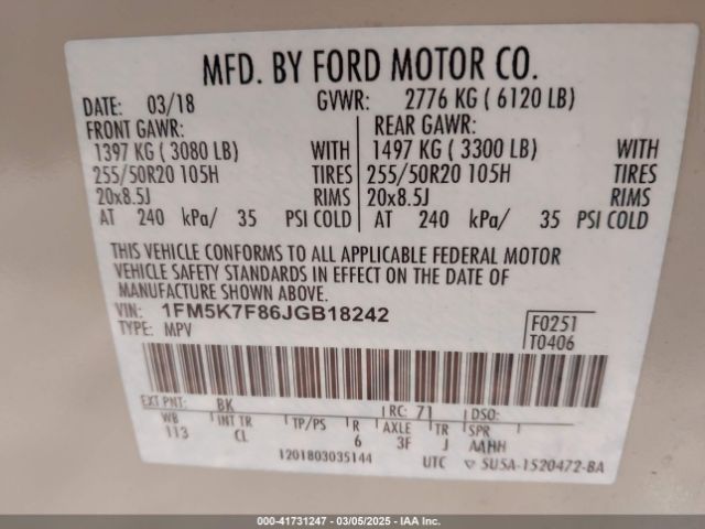 2018 FORD EXPLORER 1FM5K7F86JGB18242 Photo 8