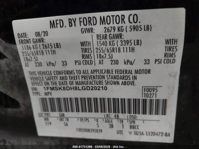 1FMSK8DH8LGD20210 Ford EXPLORER XLT