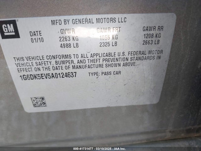 2010 CADILLAC CTS 1G6DK5EV5A0124637 Photo 8