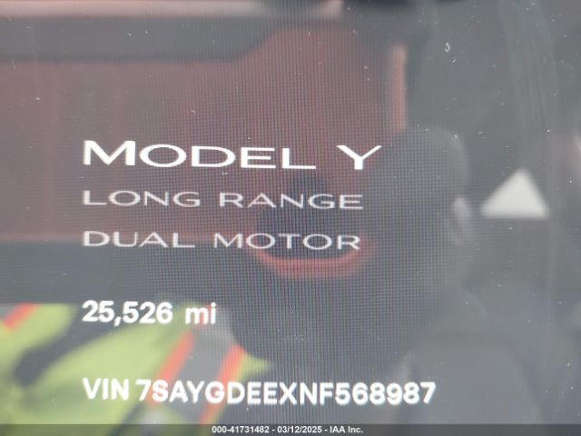 7SAYGDEEXNF568987 Tesla Model Y Long Range Dual Motor All-wheel Drive