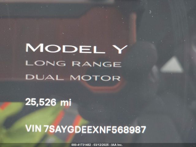 7SAYGDEEXNF568987 Tesla Model Y Long Range Dual Motor All-wheel Drive