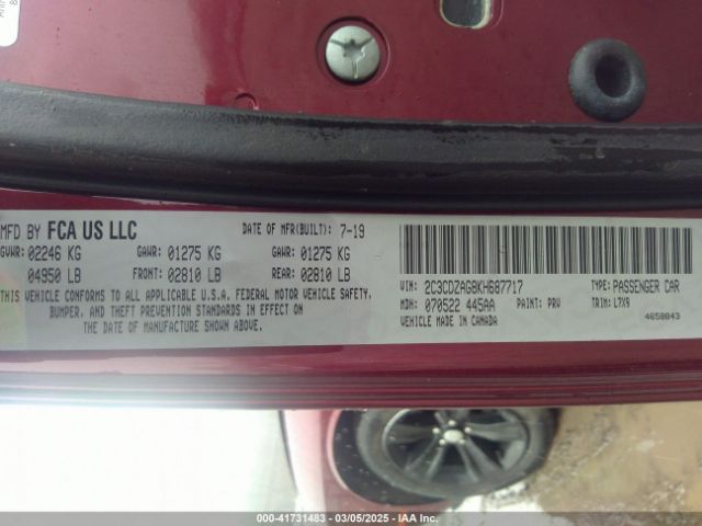 2C3CDZAG8KH687717 Dodge Challenger Sxt