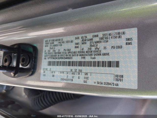 1FTFW2K52RKD40023 Ford F-150 Stx