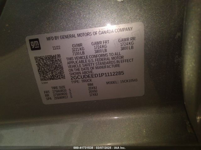 2GCUDEED1P1112285 Chevrolet Silverado 1500 4wd  Short Bed Rst