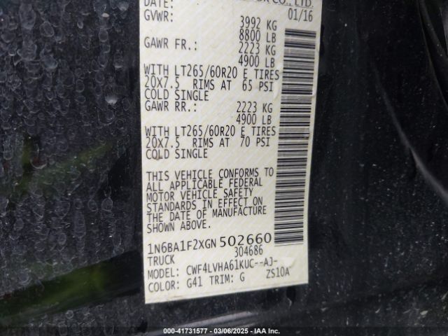 1N6BA1F2XGN502660 Nissan Titan Xd Sl Diesel