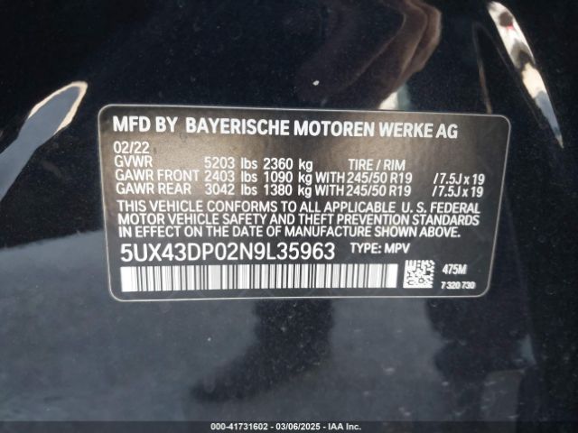 2022 BMW X3 5UX43DP02N9L35963 Photo 8