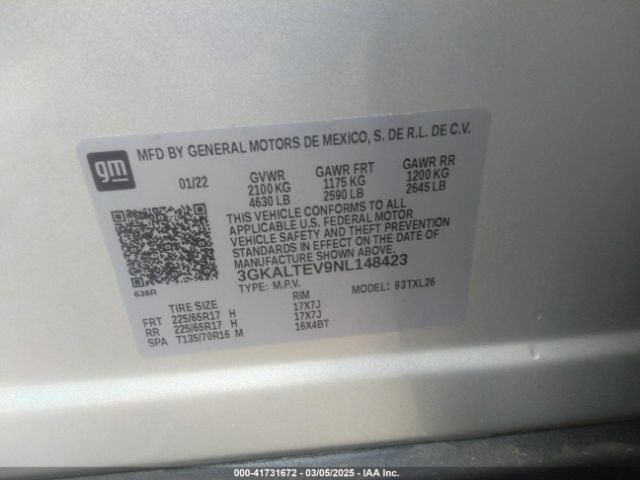 3GKALTEV9NL148423 GMC Terrain Awd Sle