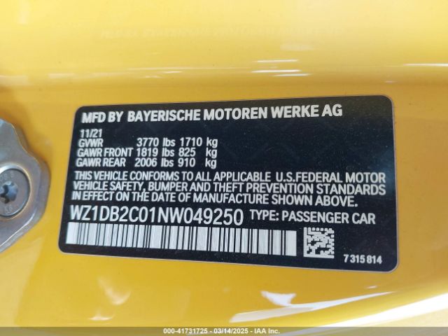 WZ1DB2C01NW049250 Toyota 2022