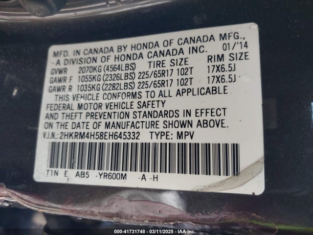 Honda CR-V EX 2014 2HKRM4H58EH645332 Image 9