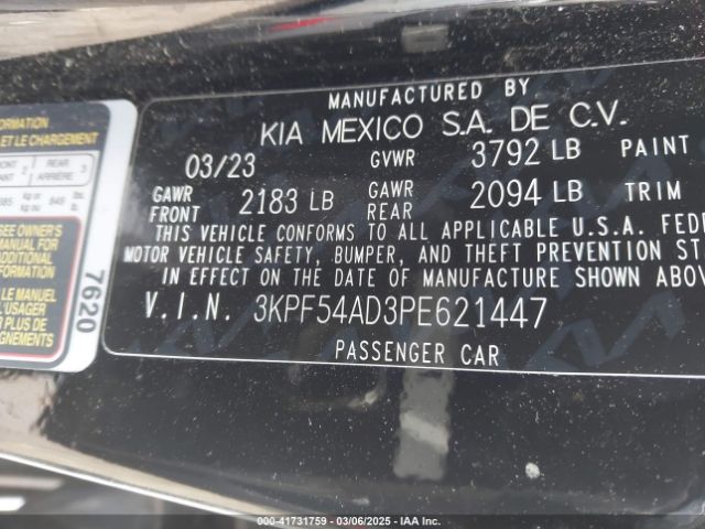 3KPF54AD3PE621447 KIA Forte Gt-line