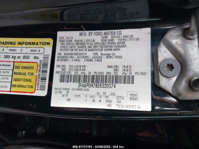 3FA6P0H78ER320574 Ford FUSION SE