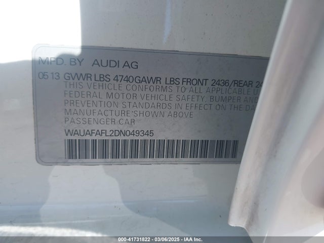 2013 AUDI A4 WAUAFAFL2DN049345 Photo 8